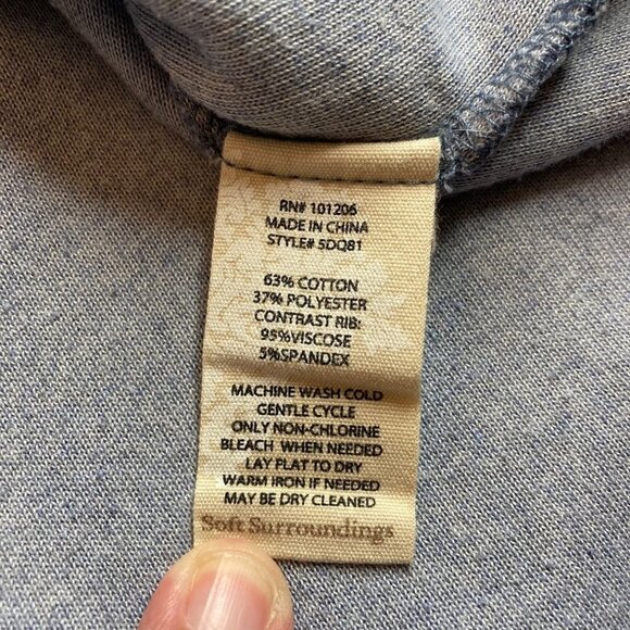 Soft Surroundings Adalyn Fleece Tunic Sz 2X Ribbed Sleeve 1/4 Zip Blue Lagenlook - Picture 6 of 10